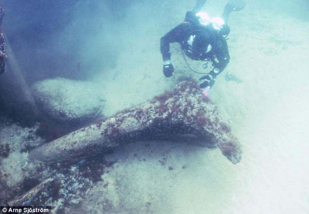 Divers in Sweden have discovered a rare collection of Stone Age artefacts buried beneath the Baltic Sea, pictured. Archaeologists believe the relics were left by Swedish nomads 11,000 years ago and the discovery may be evidence of one of the oldest settlements ever found in the Nordic region, dubbed 'Sweden's Atlantis'