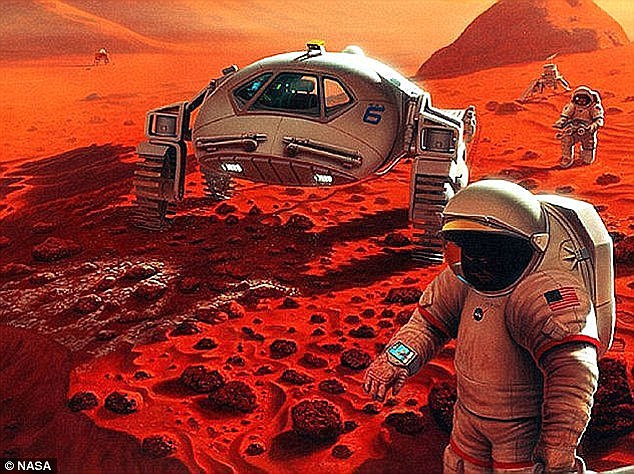 One possibility is creating a colony on Mars (artist's impression pictured). The Pentagon experts are not alone in their belief humans will need to move planets one day. Earlier this month, Professor Stephen Hawking made a similar comment.