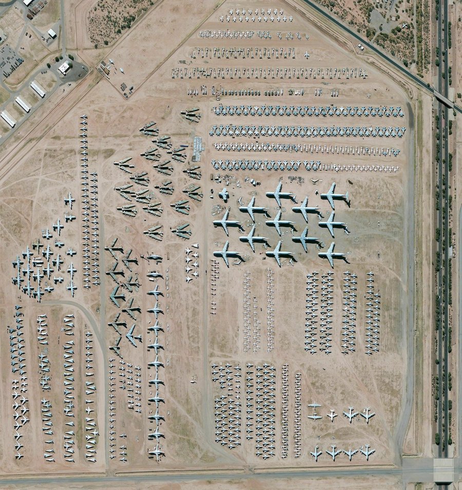 Davis Monthan Air Force Base Aircraft Boneyard, Tucson, Arizona (c) 2016 by DigitalGlobe, Inc. from Overview by Benjamin Grant, published by Amphoto Books