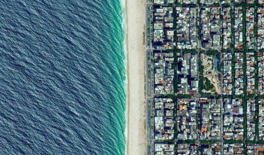 Ipanema Beach, Rio de Janeiro, Brazil(c) 2016 by DigitalGlobe, Inc. from Overview by Benjamin Grant, published by Amphoto Books