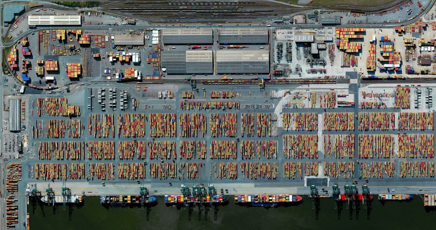 Port of Antwerp, Antwerp, Belgium (c) 2016 by DigitalGlobe, Inc. from Overview by Benjamin Grant, published by Amphoto Books