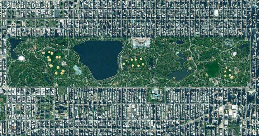Central Park, New York City, New York (c) 2016 by DigitalGlobe, Inc. from Overview by Benjamin Grant, published by Amphoto Books