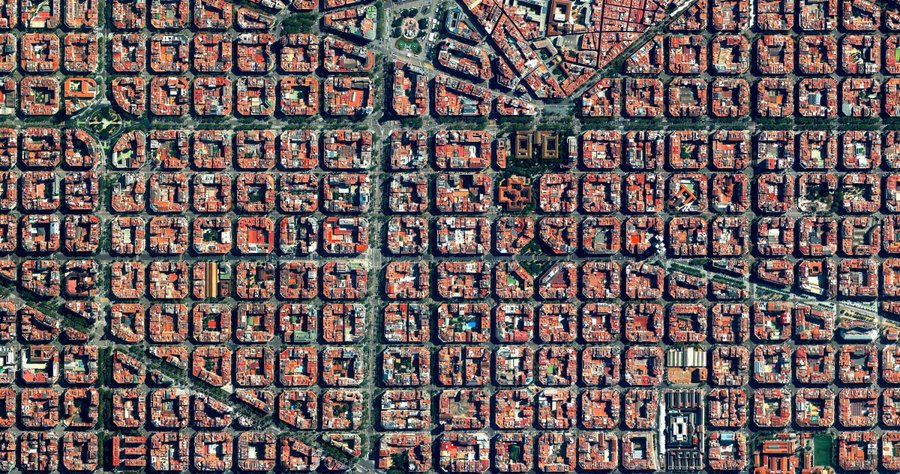 Eixample, Barcelona, Spain (c) 2016 by DigitalGlobe, Inc. from Overview by Benjamin Grant, published by Amphoto Books